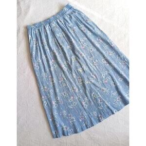 Vintage Light Blue Floral Skirt by Koret, Cottagecore Spring Skirt, Size Large